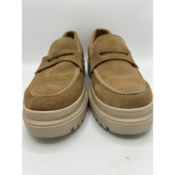 Patina Womens Suede Leather Loafers Lug Sole Comfort Slip On Shoes - Picture 9 of 9